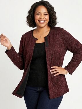 XScape Plus Size Vintage Red Glitter Blouse